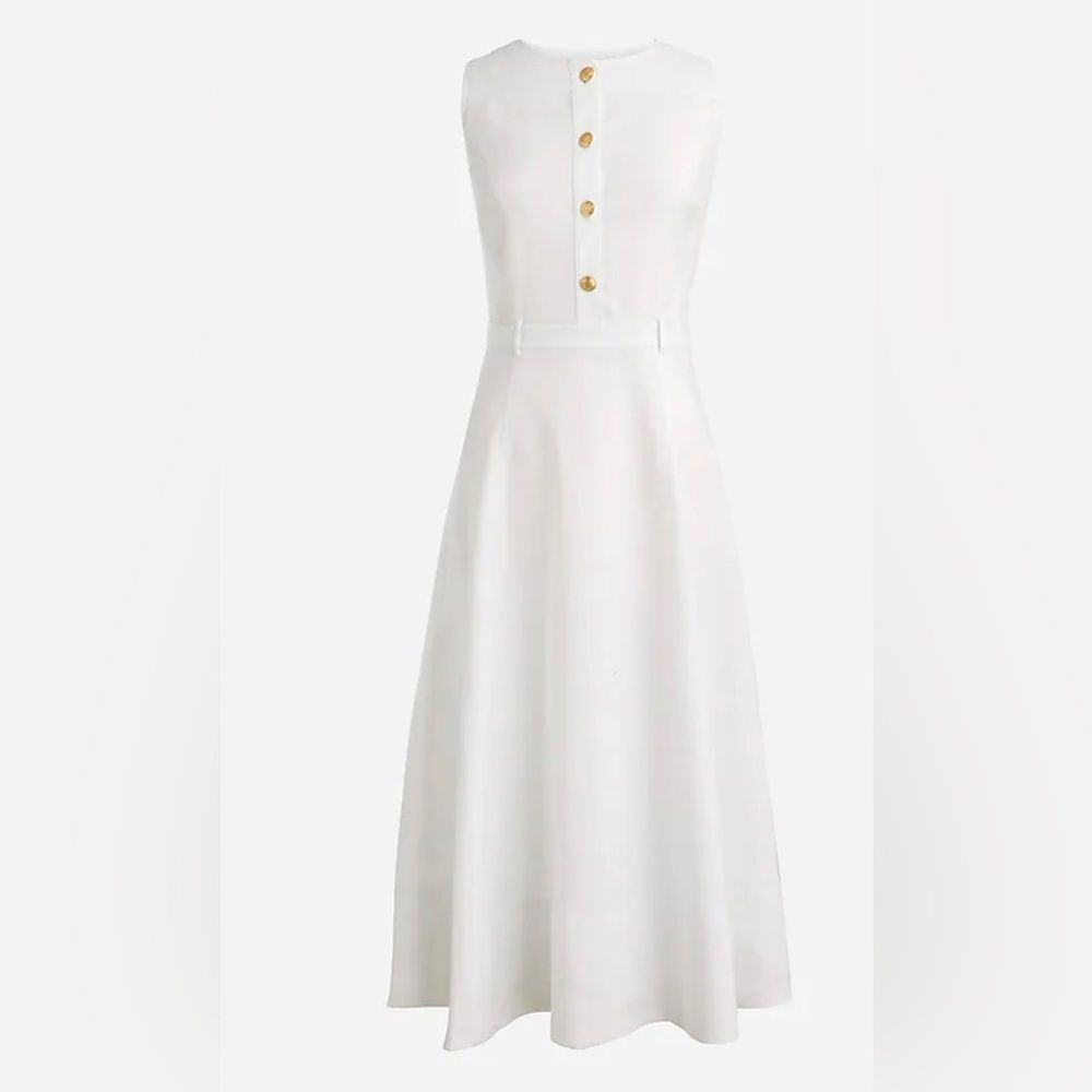 J.Crew Sleeveless midi dress in stretch linen blend NWT Size 8